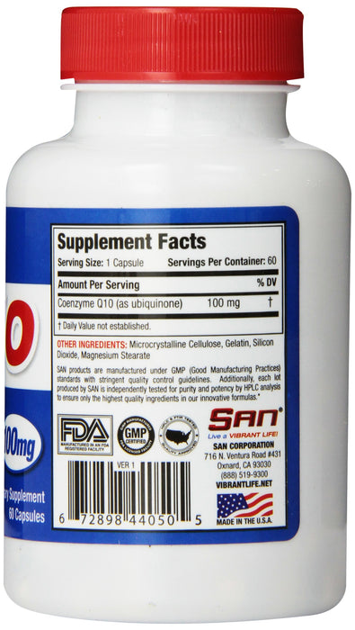 SAN CoQ10, 100mg - 60 caps | High-Quality Health and Wellbeing | MySupplementShop.co.uk