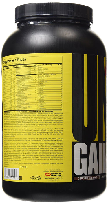 Universal Nutrition Gain Fast, Chocolate Shake - 2260 grams | High-Quality Weight Gainers & Carbs | MySupplementShop.co.uk