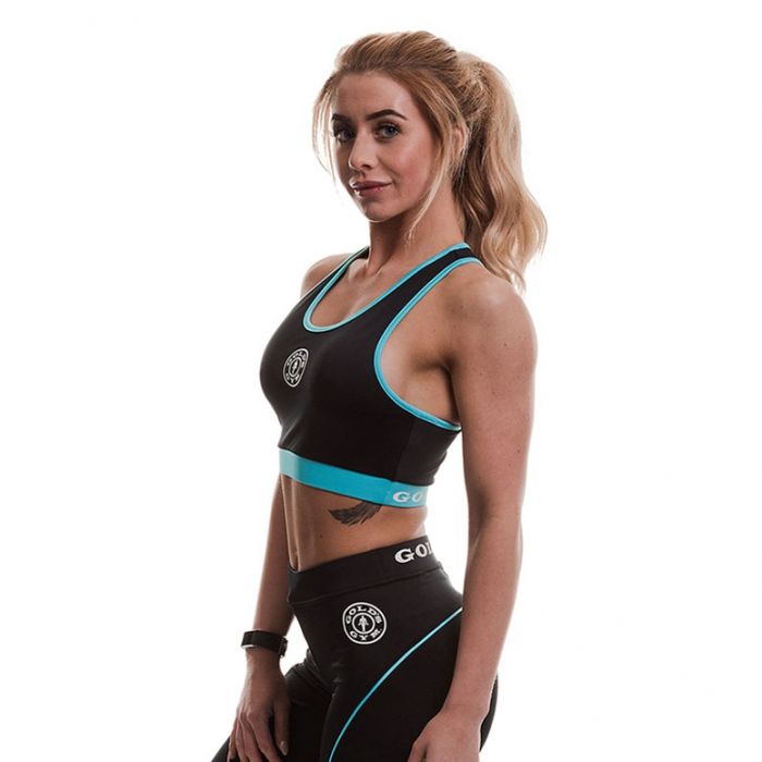 Gold's Gym Ladies Sports Crop Top - Black/Turquoise - XS - Sports Crop Top at MySupplementShop by Gold's Gym