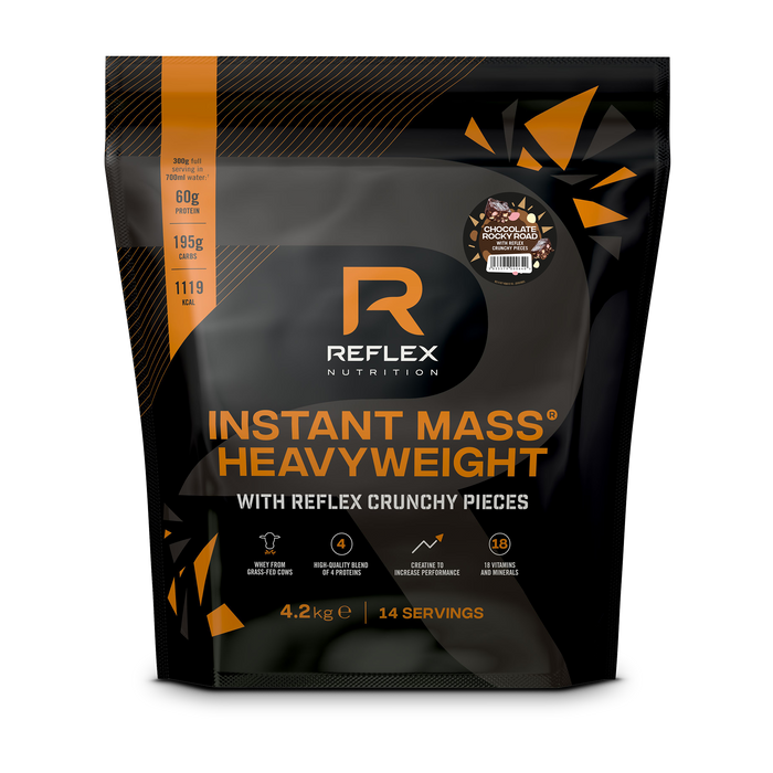 Reflex Nutrition Instant Mass Heavyweight with Crunchy Pieces 4.2kg Chocolate Rocky Road - Health Foods at MySupplementShop by Reflex Nutrition