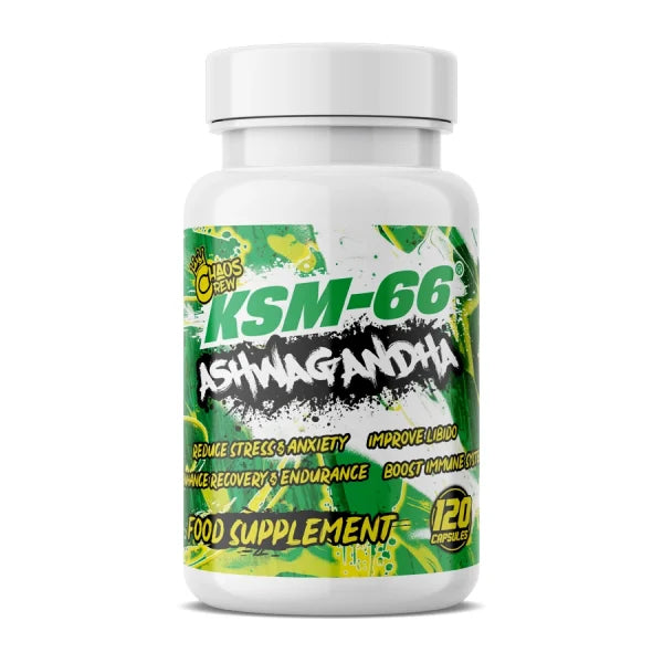 Chaos Crew KSM66 Ashwagandha 120 Caps Unflavoured | High-Quality Sports & Nutrition | MySupplementShop.co.uk