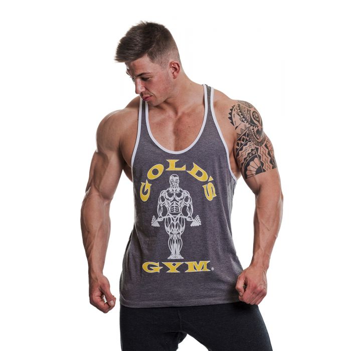 Golds Gym Muscle Joe Contrast Stringer - Grey/White