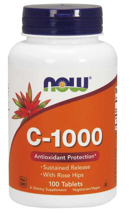 NOW Foods Vitamin C-1000 with Rose Hips - Sustained Release - 100 tabs - Vitamins & Minerals at MySupplementShop by NOW Foods