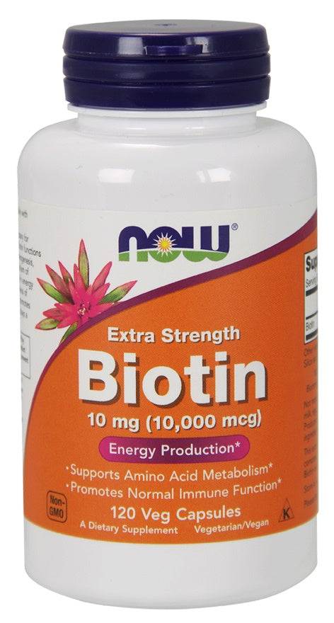 NOW Foods Biotin, 10mg Extra Strength - 120 vcaps | High-Quality Vitamins & Minerals | MySupplementShop.co.uk