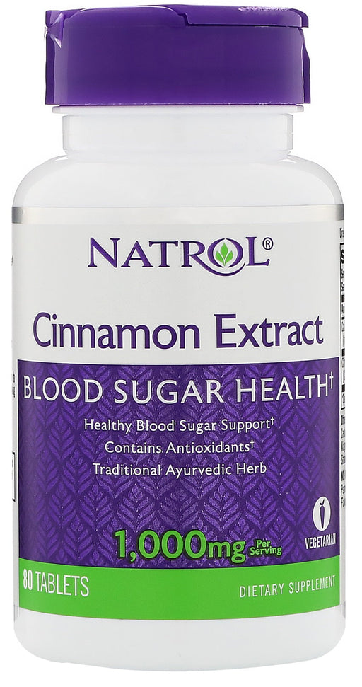 Natrol Cinnamon Extract, 1000mg - 80 tabs | High-Quality Health and Wellbeing | MySupplementShop.co.uk