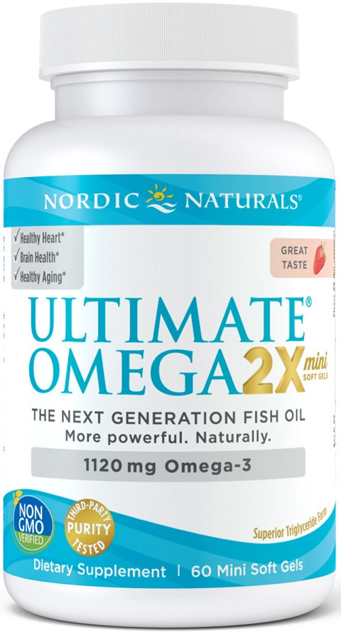 Nordic Naturals Ultimate Omega 2X Mini, 1120mg Strawberry - 60 mini softgels | High-Quality Omegas, EFAs, CLA, Oils | MySupplementShop.co.uk