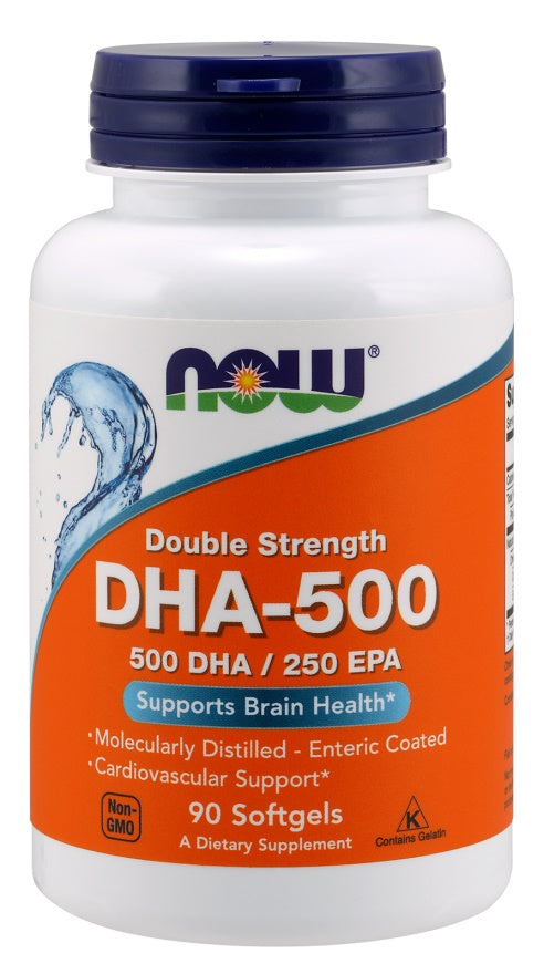 NOW Foods DHA-500, 500 DHA / 250 EPA - 90 softgels | High-Quality Omegas, EFAs, CLA, Oils | MySupplementShop.co.uk