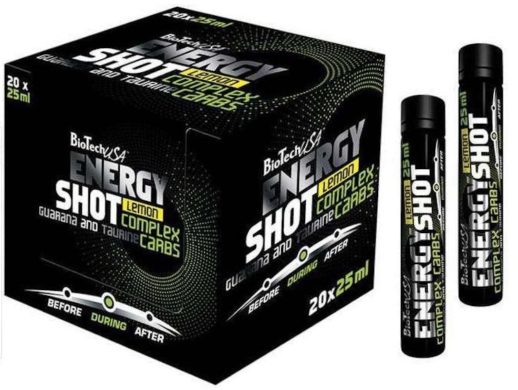 BioTechUSA Energy Shot, Lemon - 20 x 25 ml. | High-Quality Carbohydrate Control Supplements | MySupplementShop.co.uk