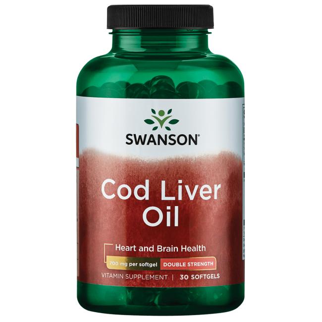 Swanson Cod Liver Oil, 700mg Double-Strength - 30 softgels | High-Quality Omegas, EFAs, CLA, Oils | MySupplementShop.co.uk