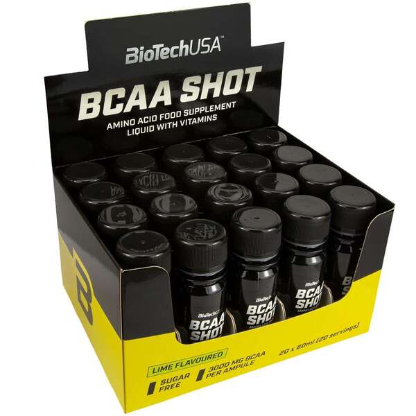 BioTechUSA BCAA Shot, Lime - 20 x 60 ml. | High-Quality Amino Acids and BCAAs | MySupplementShop.co.uk