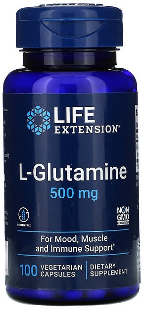 Life Extension L-Glutamine, 500mg - 100 vcaps | High-Quality L-Glutamine, Glutamine | MySupplementShop.co.uk