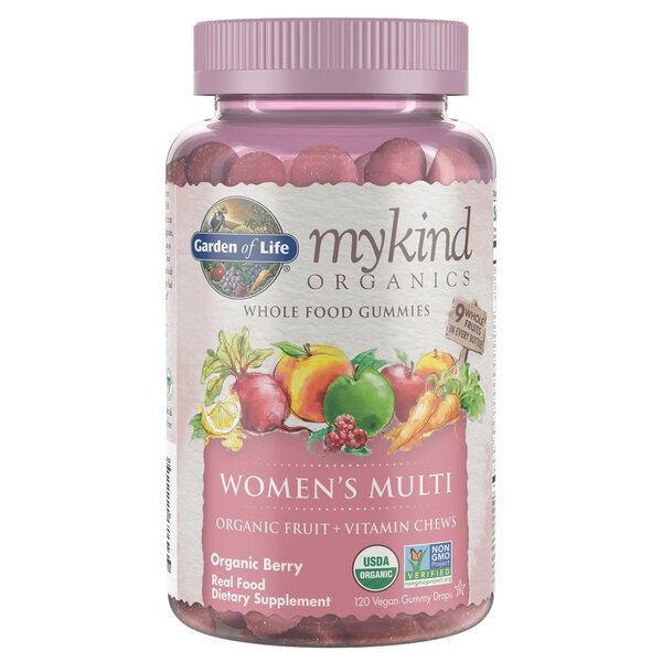 Garden of Life Mykind Organics Women's Multi Gummies, Organic Berry - 120 vegan gummy drops | High-Quality Health and Wellbeing | MySupplementShop.co.uk