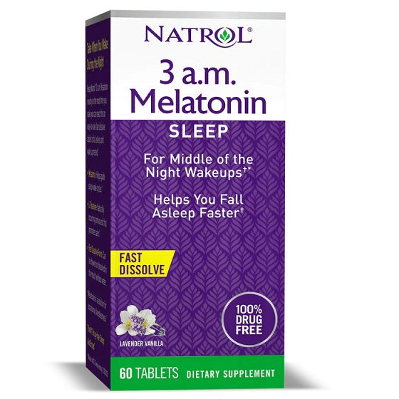 Natrol 3 a.m. Melatonin Fast Dissolve Lavender Vanilla  60 tabs - Health and Wellbeing at MySupplementShop by Natrol