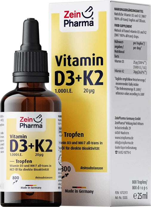 Zein Pharma Vitamin D3 + K2 - 25 ml. | High-Quality Vitamins & Minerals | MySupplementShop.co.uk