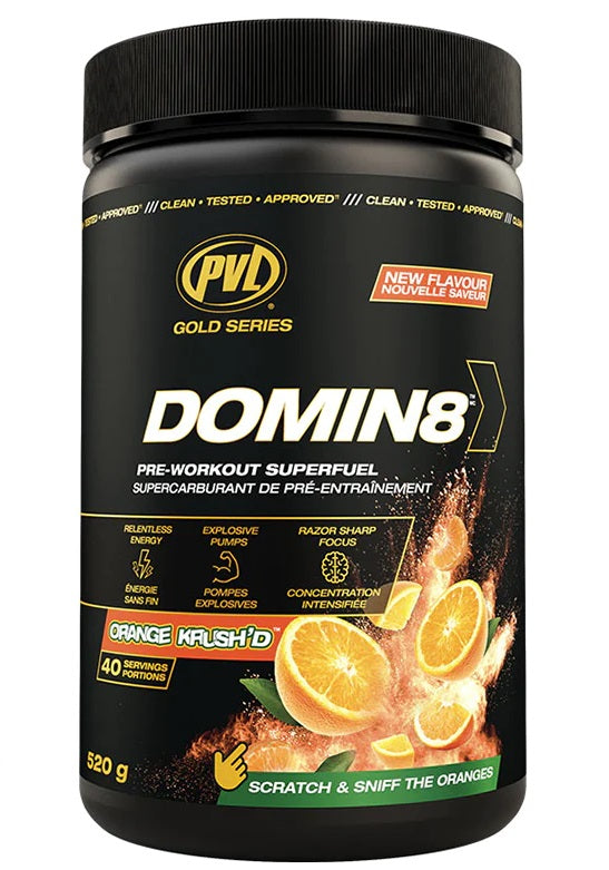 PVL Essentials Gold Series Domin8, Orange Krush'd - 520g | High-Quality Beta-Alanine | MySupplementShop.co.uk