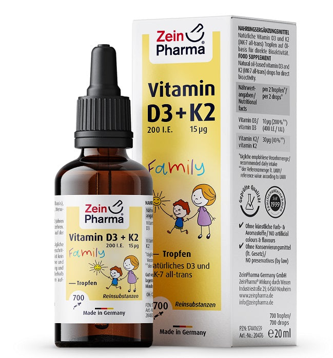 Zein Pharma Vitamin D3 + K2 Family Drops - 20 ml. - Default Title - Minerals and Vitamins at MySupplementShop by Zein Pharma