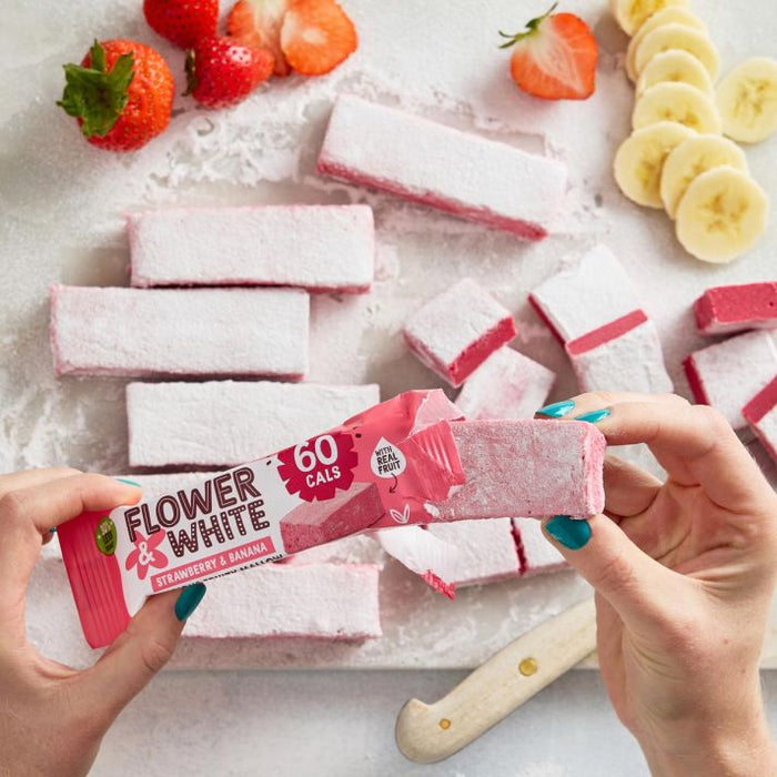 Flower & White  Strawberry Banana Fruity Mallow Bar35g x 15 | High-Quality Snacks | MySupplementShop.co.uk