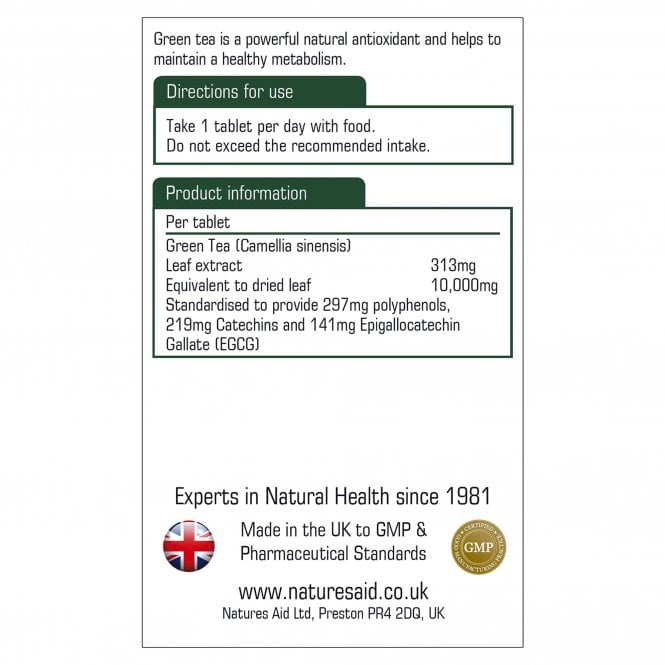 Natures Aid Green Tea 10000mg 60 Tablets - Natures Aid at MySupplementShop by Natures Aid